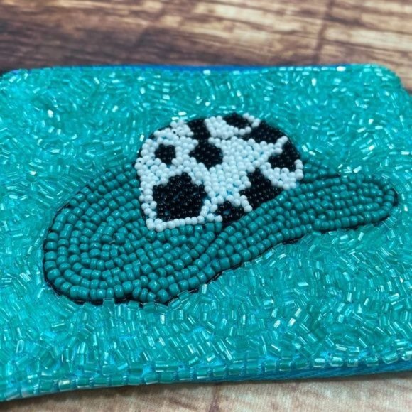 RELISTED Cowgirl Hat Turquoise Beaded Pouch Wallet Bag - Picture 3 of 5